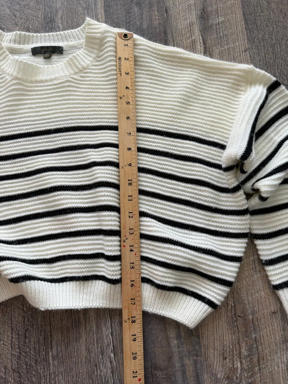 MIROH Striped Chunky Knit Sweater Cream Black Oversized Pullover M